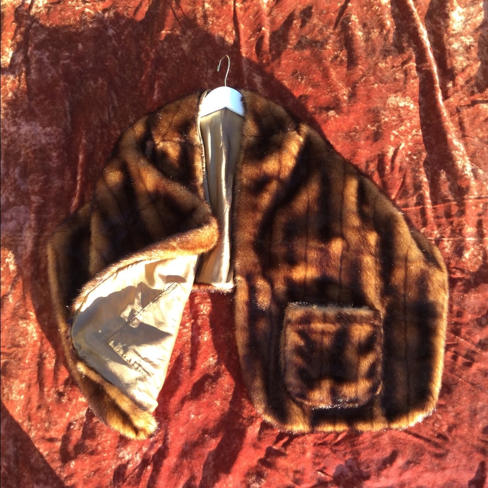 Brown faux fur shrug